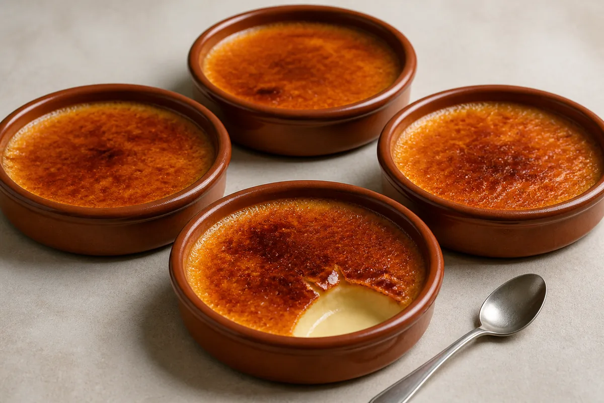 Quatre crèmes catalanes à la croûte caramélisée